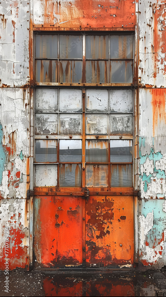 Autumn's Embrace Serene View of Fall Foliage Through Forgotten Windows