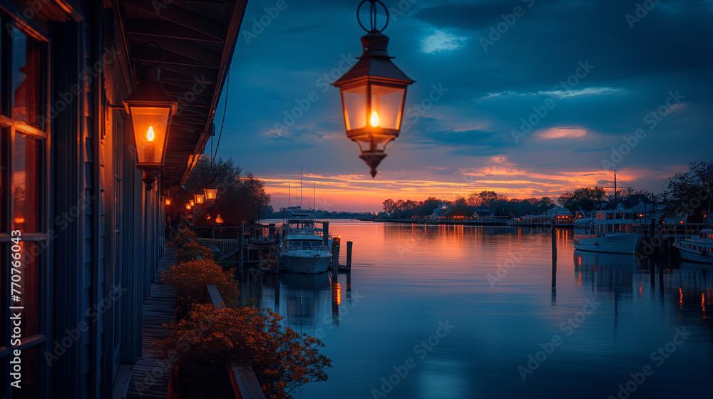 As twilight falls, the harbor lights up with the twinkling glow of boat navigation lights and the flickering flames of torches lining the waterfront promenade, creating a magical a As twilight falls, the harbor lights up with the twinkling glow of boat navigation lights and the flickering flames of torches lining the waterfront promenade, creating a magical a