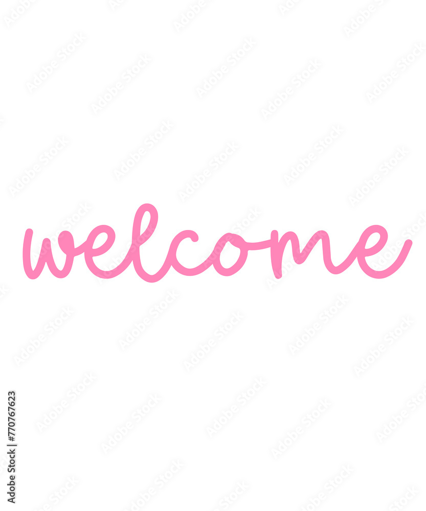 Welcome typography design on plain white transparent isolated background for sign, card, shirt, hoodie, sweatshirt, apparel, tag, mug, icon, poster or badge