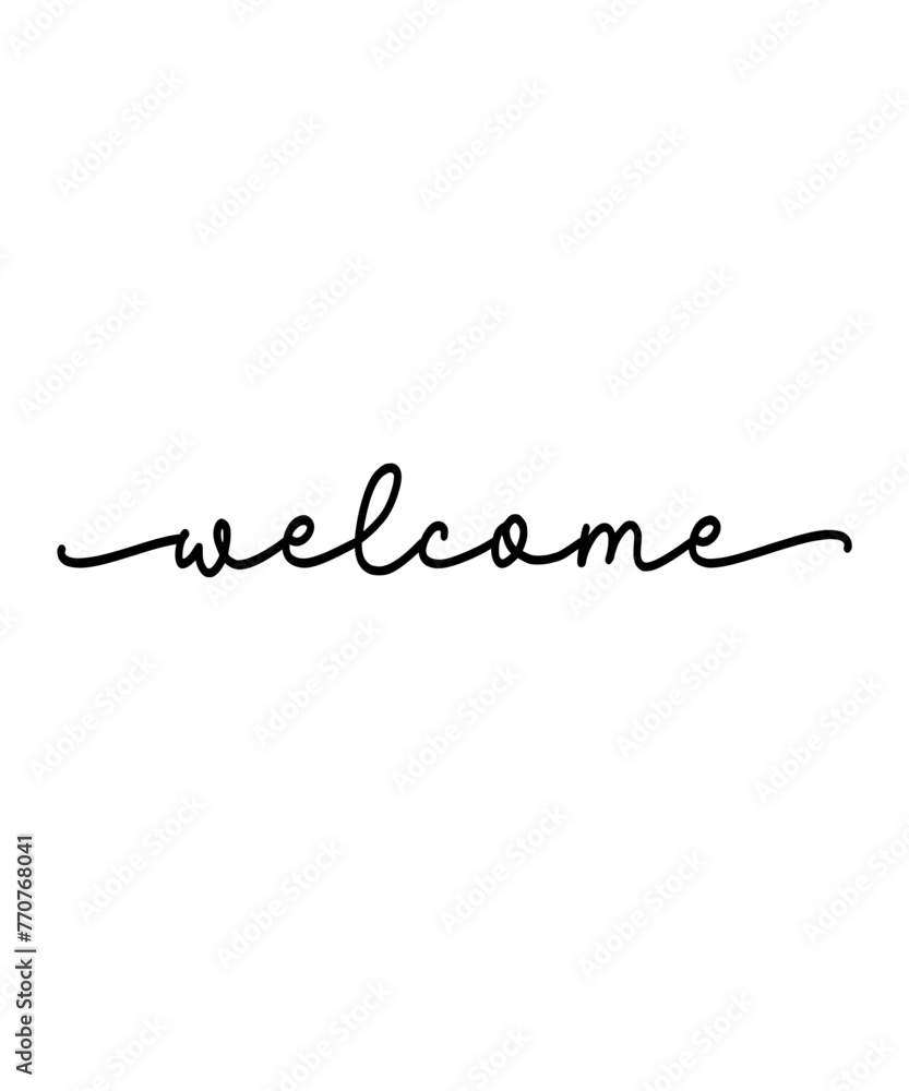 Welcome typography design on plain white transparent isolated background for sign, card, shirt, hoodie, sweatshirt, apparel, tag, mug, icon, poster or badge Welcome typography design on plain white transparent isolated background for sign, card, shirt, hoodie, sweatshirt, apparel, tag, mug, icon, poster or badge
