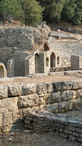Wallpaper Mural Ruins of Great Basilica in Butrint National Park, Buthrotum, Albania. Triconch Palace at Butrint Life and death of an ancient Roman house Historical medieval Venetian Tower surrounded. Butrint Torontodigital.ca