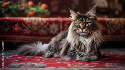 Majestic Cat on Cozy Rug photo