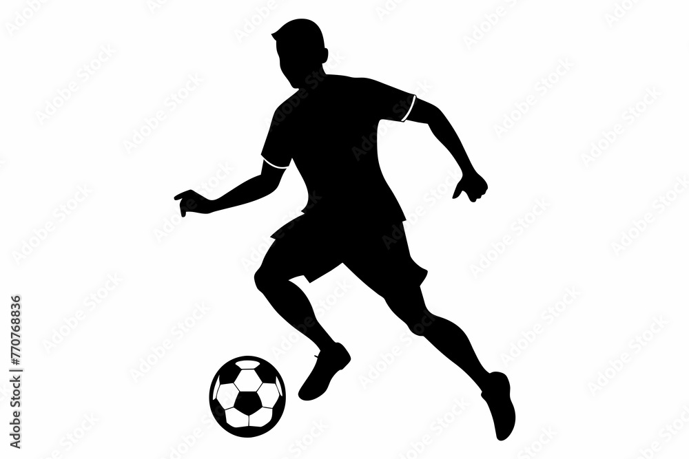 Soccer player silhouette black vector illustration