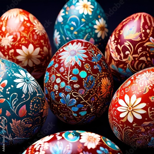 a Beautiful colorful easter eggs, birght and colorful Easter Egg photo