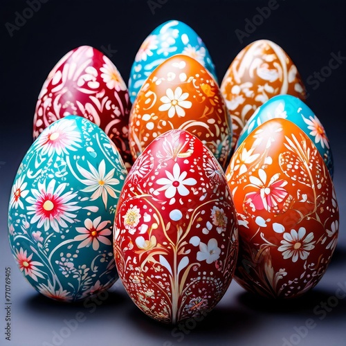 a Beautiful colorful easter eggs, birght and colorful Easter Egg photo