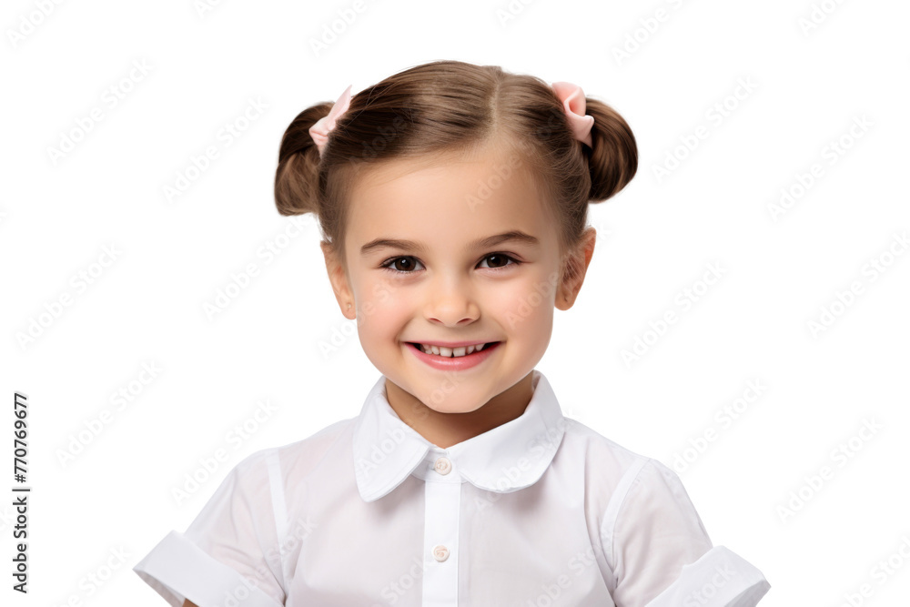 Studio portrait of cute little girl wearing student school uniform costume with smile and looking at camera isolated on transparent png background. Studio portrait of cute little girl wearing student school uniform costume with smile and looking at camera isolated on transparent png background.