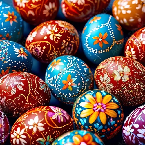 a Beautiful colorful easter eggs, birght and colorful Easter Egg photo