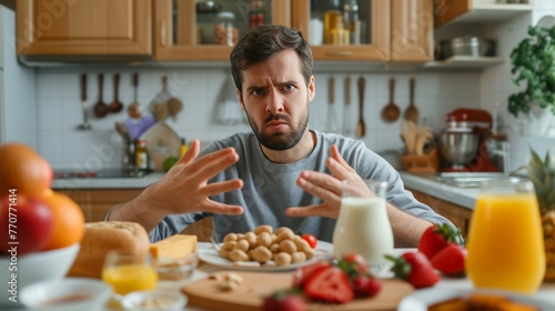 A person is rejecting allergenic food.