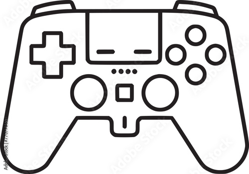 Outline game controller icon. Linear joystick sign, wireless gamepad for game console with editable stroke