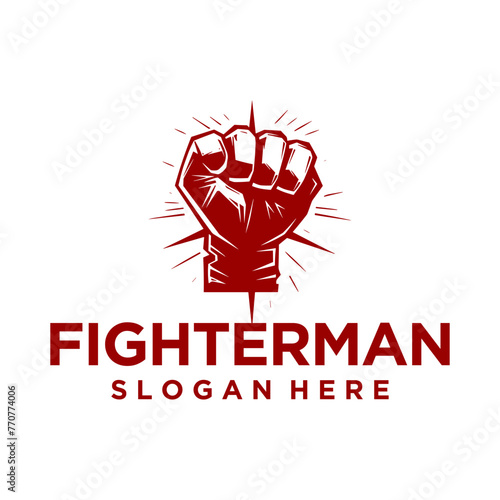 Fighter man, sport mascot logo vector illustration
