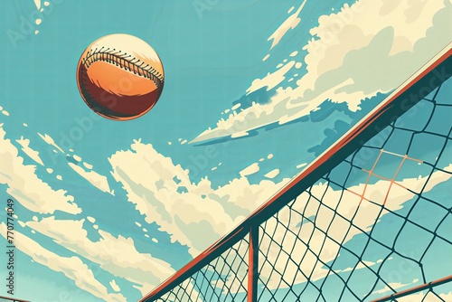 This inspiring illustration captures the moment of triumph in baseball, with the ball flying high over the fence, symbolizing victory and sporting achievement.