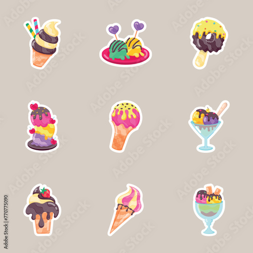 Milk Desserts Flat Style Stickers 