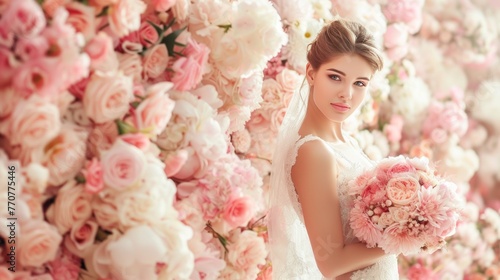 Beautiful wedding bouquet in hands of the bride, close-up