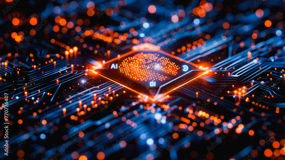 Abstract Backgrounds, Electronic brain and Concept of artificial intelligence(AI) ,white circuit board lines Abstract Backgrounds, Electronic brain and Concept of artificial intelligence(AI) ,white circuit board lines