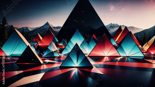 Design a geometric abstract background with equilateral triangles arranged in a tessellating accurate pattern photo
