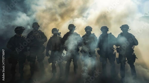 Group portrait of special police force SWAT tactical team