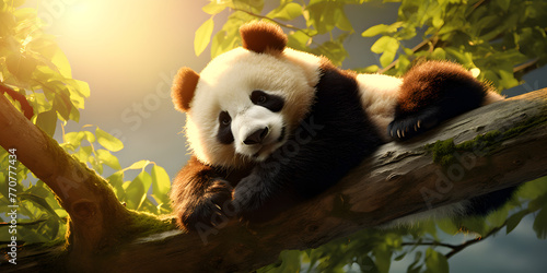 HD 8k wallpaper.Beautiful panda with a baby panda  PA little panda playing in the river A panda bear sitting on top of a lush green forest