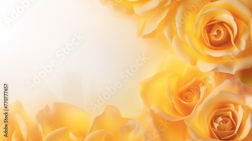 Fototapeta Naklejka Na Ścianę i Meble -  Yellow roses double exposure light frame for greeting card with free space for personalized message