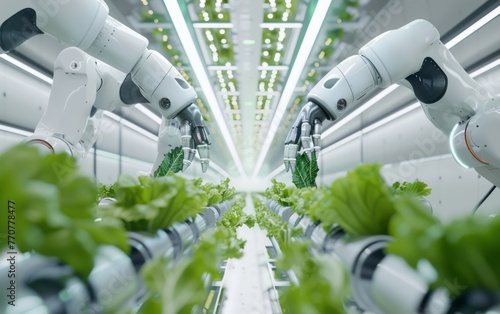 A robotic arm trims plants in a greenhouse for precision cutting