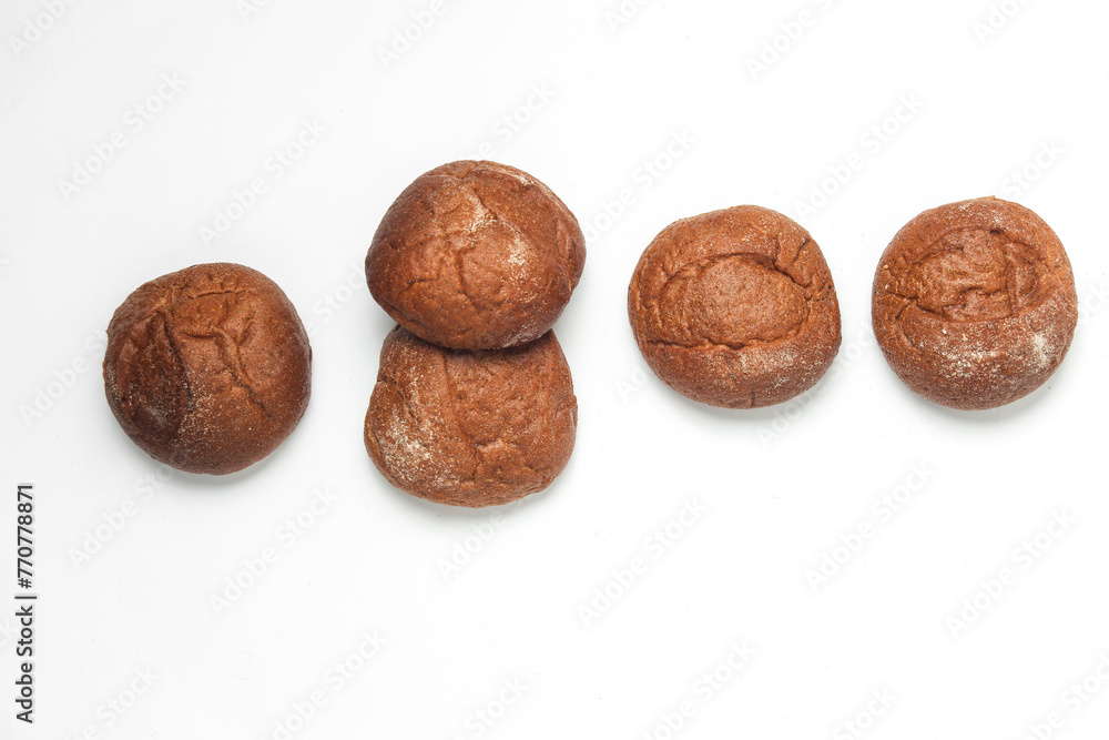 Rye buns on a white background Rye buns on a white background