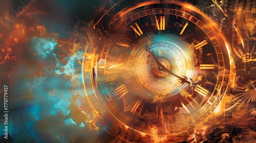 the clock on fire time wasted burning clock time concept