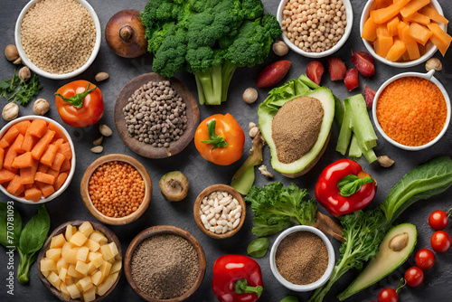 Healthy super food selection, healthy food concept vegetarian and vegan food vegetables. - 5