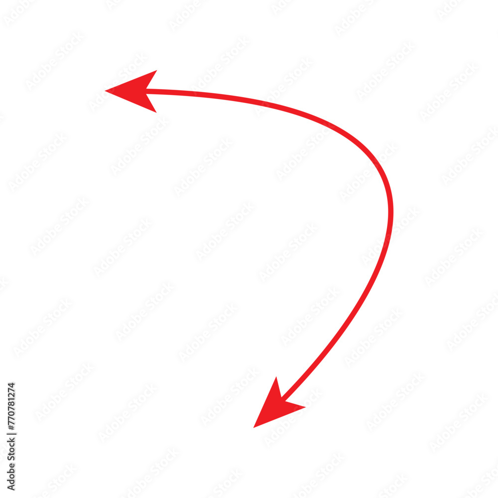 Red dual semi circle arrow. Vector illustration. Semicircular curved thin long double ended arrow. eps10 Red dual semi circle arrow. Vector illustration. Semicircular curved thin long double ended arrow. eps10