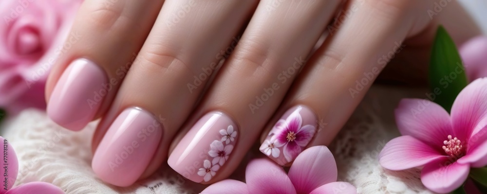 pink nails manicure