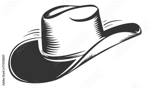 Vector icon or logo of a black cowboy hat.