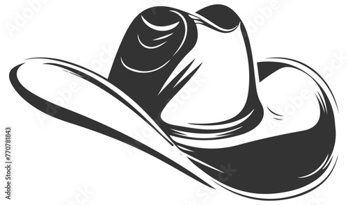 Vector icon or logo of a black cowboy hat.