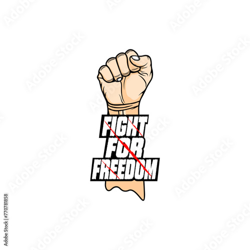 hands clenched upwards fighting for freedom vector illustration
