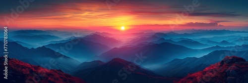 Aerial Sunset View Over Blue Ridge, Background HD, Illustrations © Cove Art