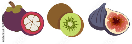 set of colored isolated fruits in flat style in vector. image of natural healthy eco food.template for logo sticker poster print decor design app web page