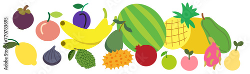 set of colored isolated fruits in flat style in vector. image of natural healthy eco food.template for logo sticker poster print decor design app web page