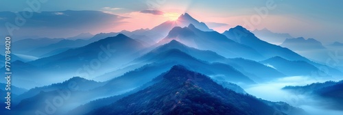 Background Abstract Misty Mountain Range, Background HD, Illustrations © Cove Art