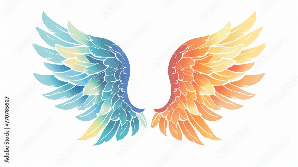 Obraz premium Cute pair of angel wings over plain background