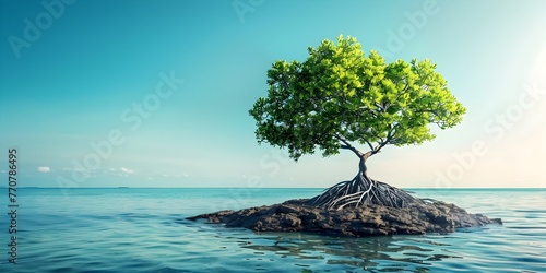 Resilient Mangrove Tree Defending Coastline Rooted Resistance to Environmental Challenges Copy Space