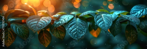 Beautiful Green Leaves On Blurred Background, Background HD, Illustrations