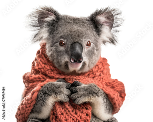 A compassionate koala spreading love and warmth in a cold world isolated on white background