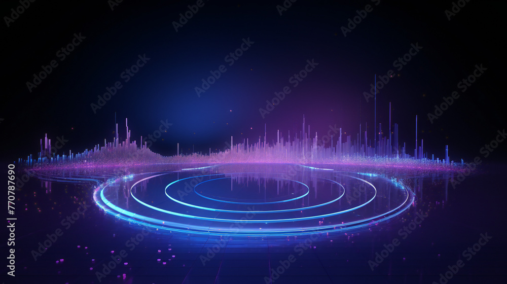 Fototapeta premium visualization of an infinti loop of sci-fi neon technology background