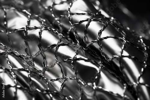 Chains and rings on black and leather background.