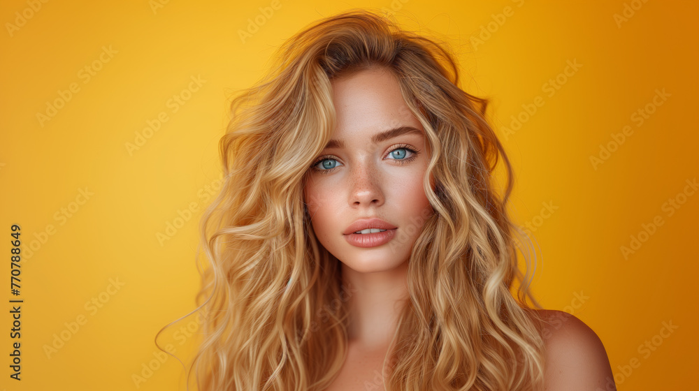 Naklejka premium Golden Waves on Vivid Yellow