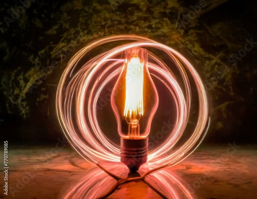 neon flaming bulb creative concept photograpy. AI Generative photo