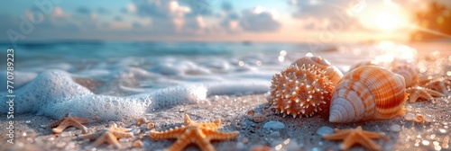 Beautiful Sea Shells On Seashore Room, Background HD, Illustrations