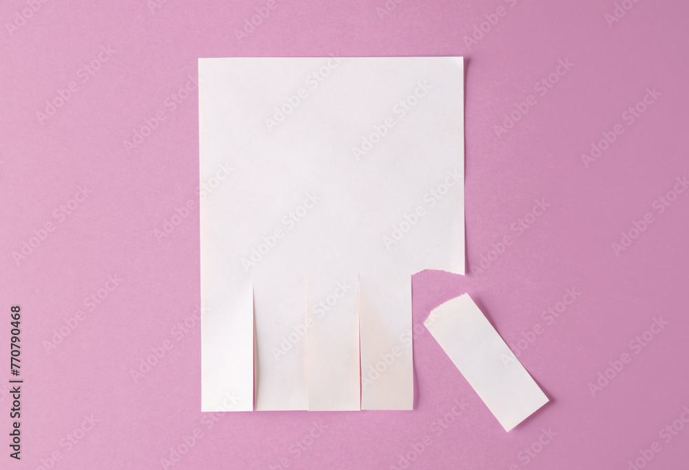 White mockup of white wall ad with space for phone numbers on pink background - obrazy, fototapety, plakaty 