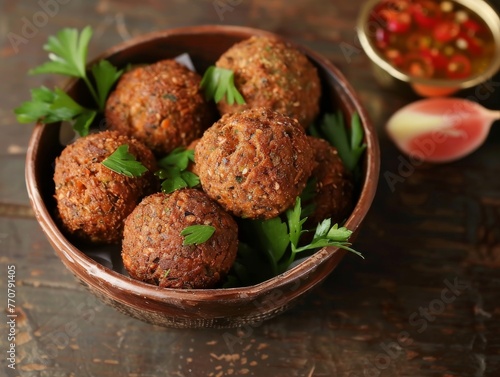 Falafel, Middle Eastern, Crispy, Vegetarian, Desert Sand background