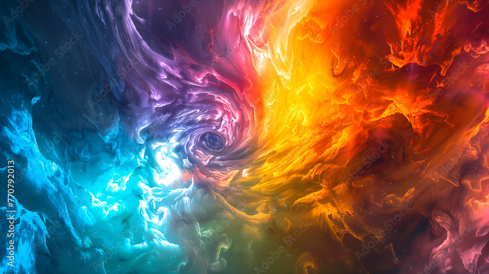 Colorful abstract background with swirling colors and smoke, rainbow color swirls in space. endless ocean of energy
