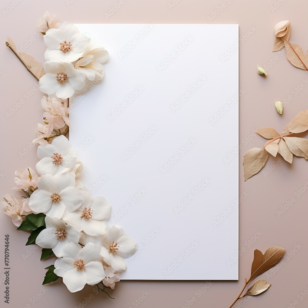 blank note paper with flower