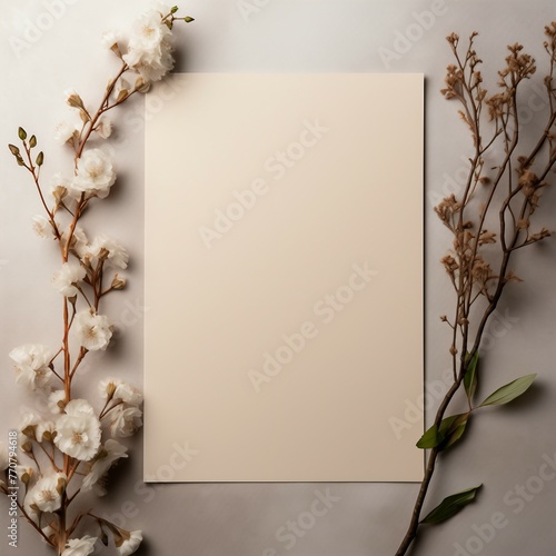 blank note paper with flowers