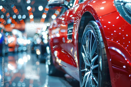 New cars display in luxury showroom, Generative Ai